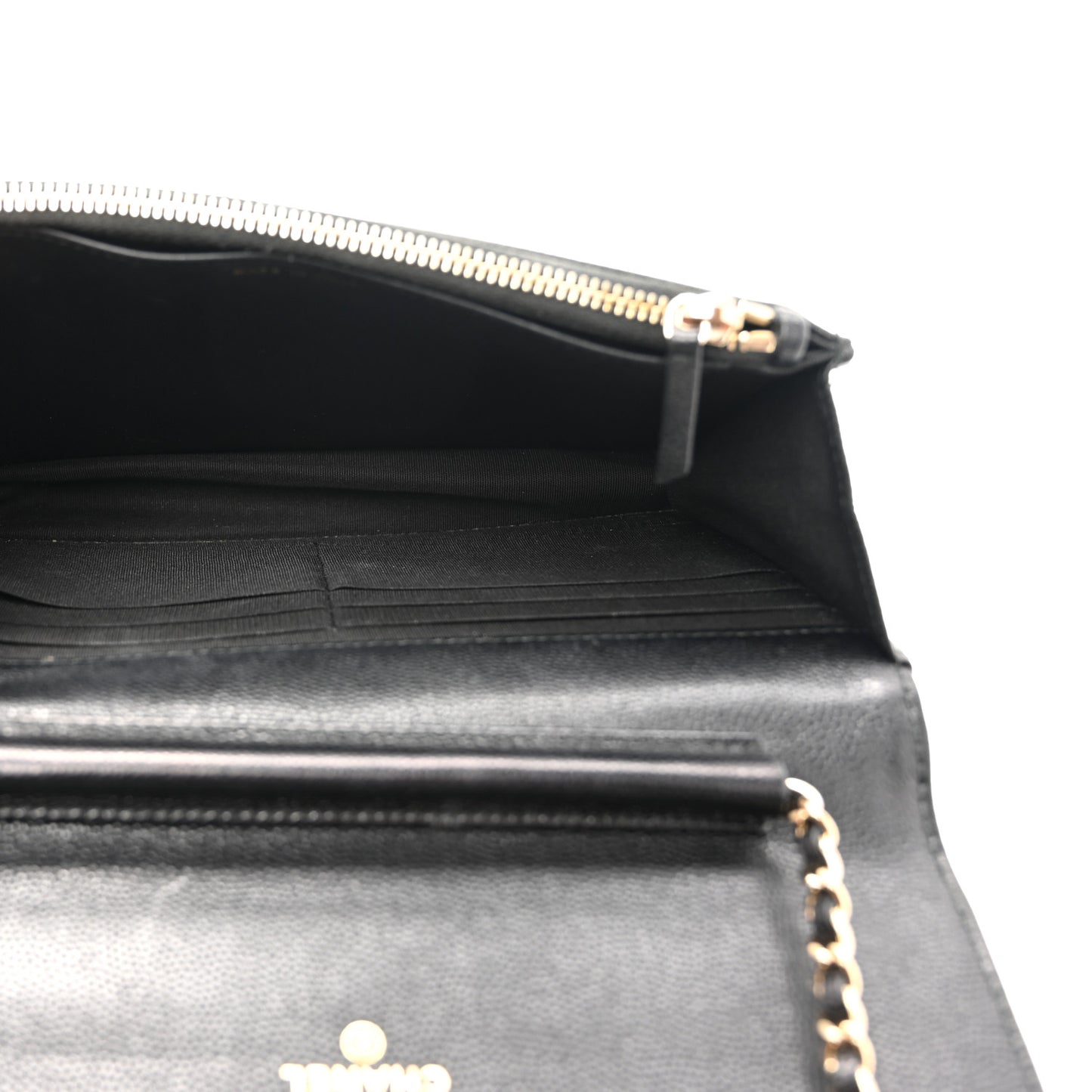 Caviar Quilted Golden Class Wallet On Chain WOC Black