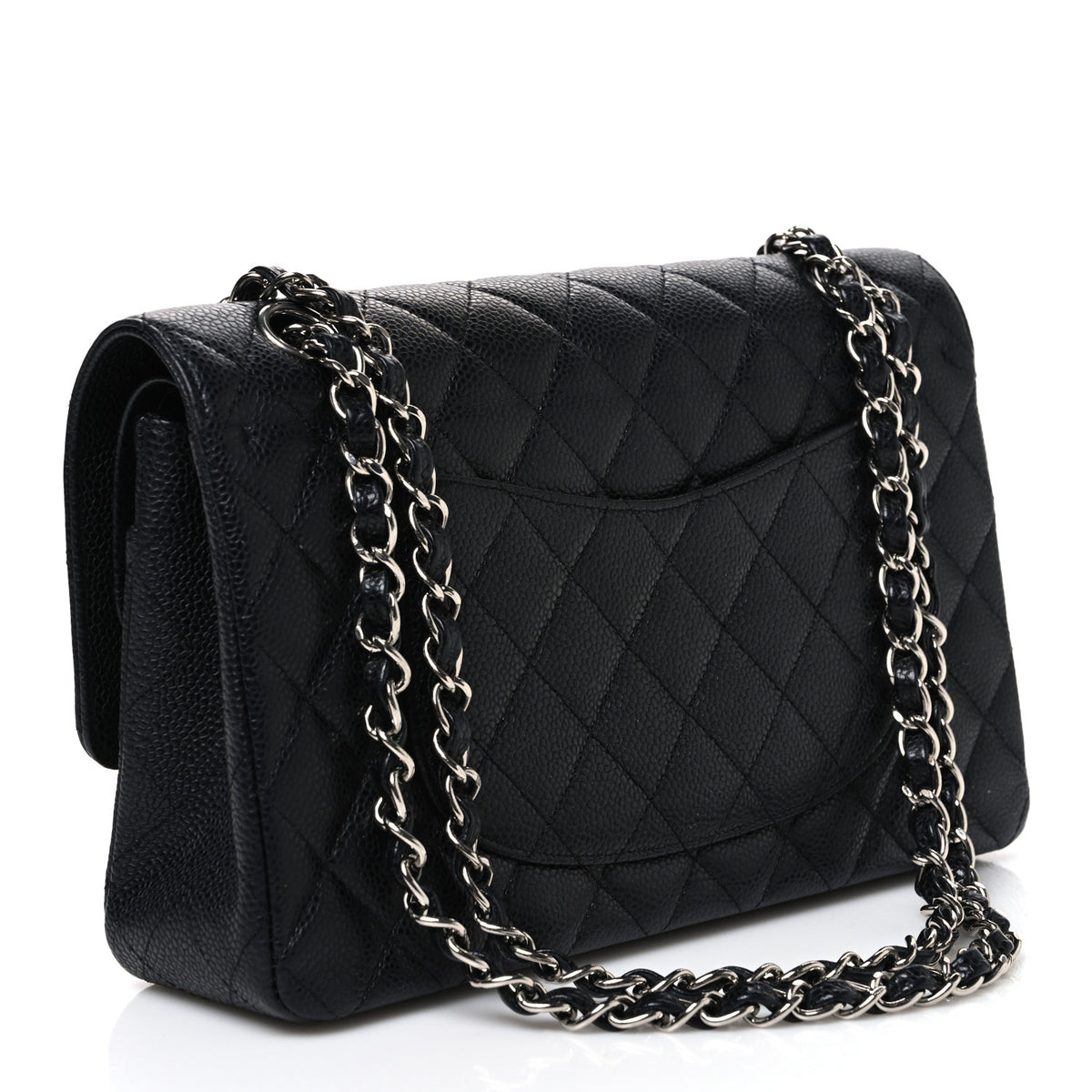 Caviar Quilted Medium Double Flap Black