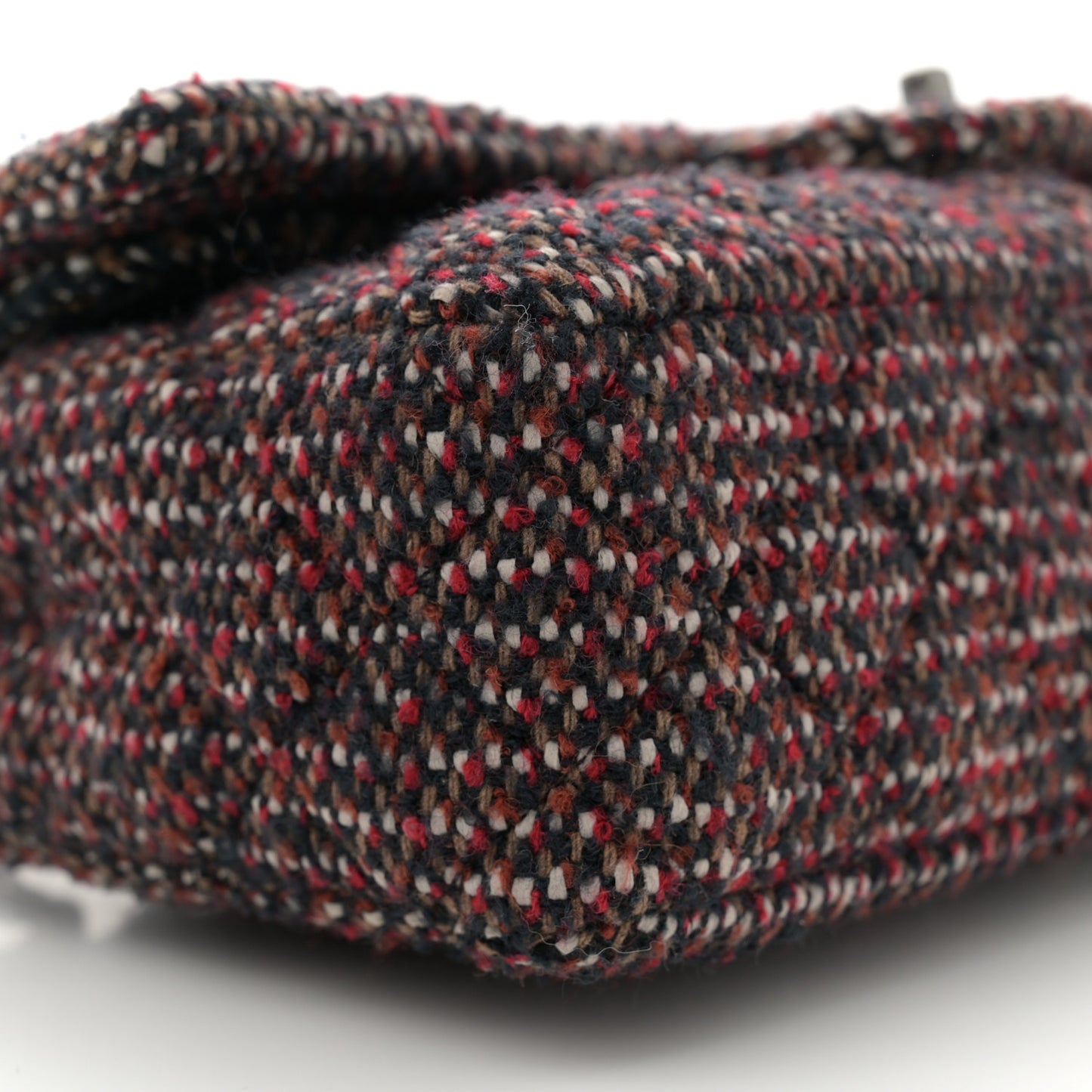 Tweed Quilted Medium Double Flap Navy White Red