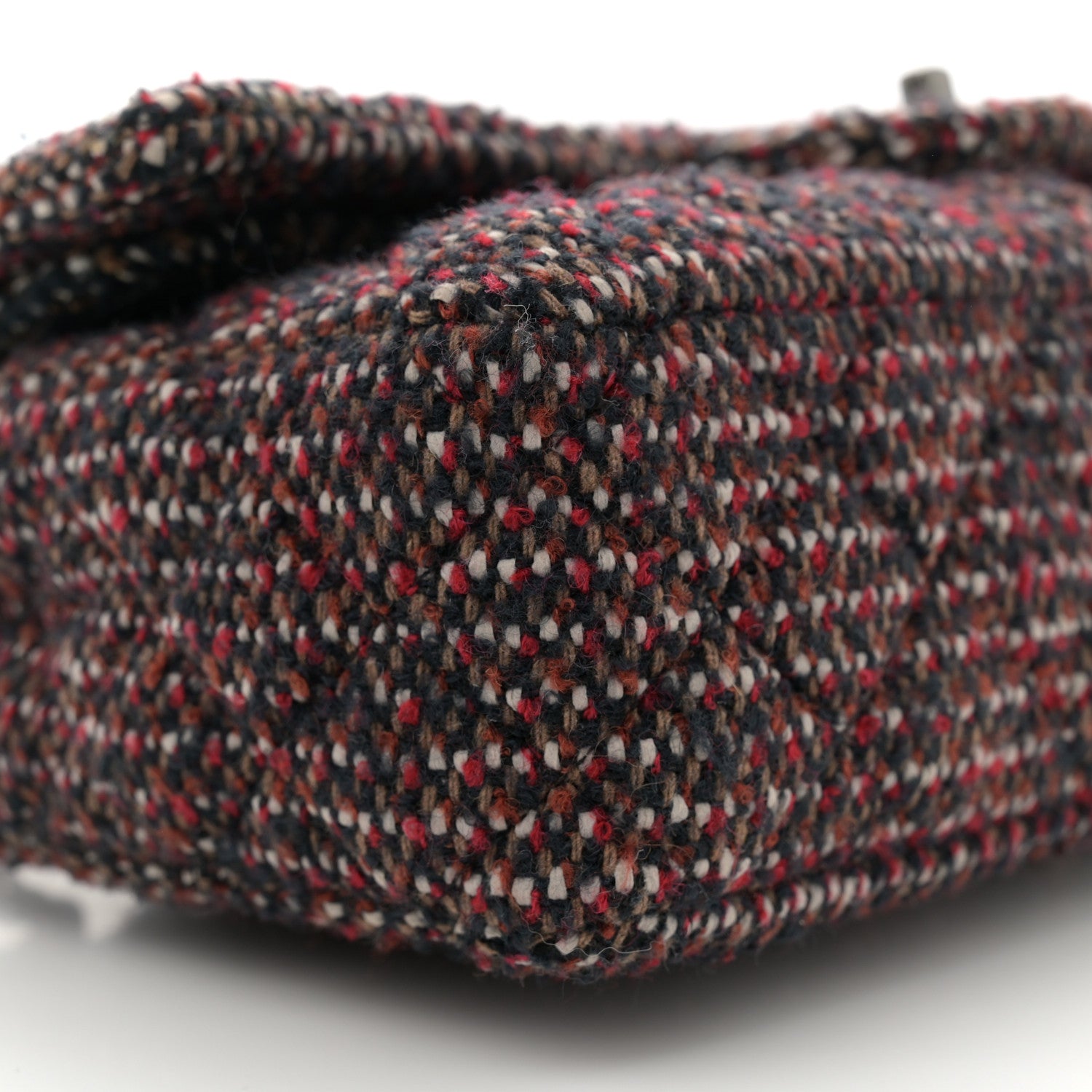 Chanel Tweed Quilted Medium Double Flap Navy White Red 9 of 12