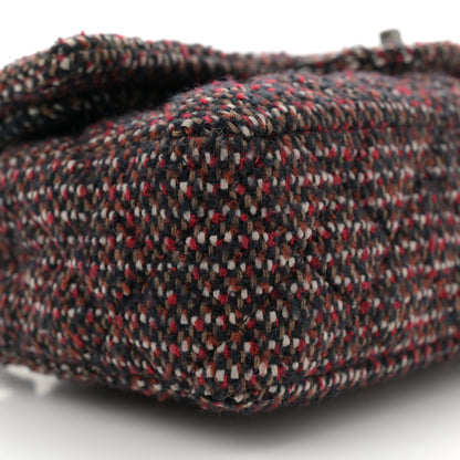 Chanel Tweed Quilted Medium Double Flap Navy White Red 9 of 12