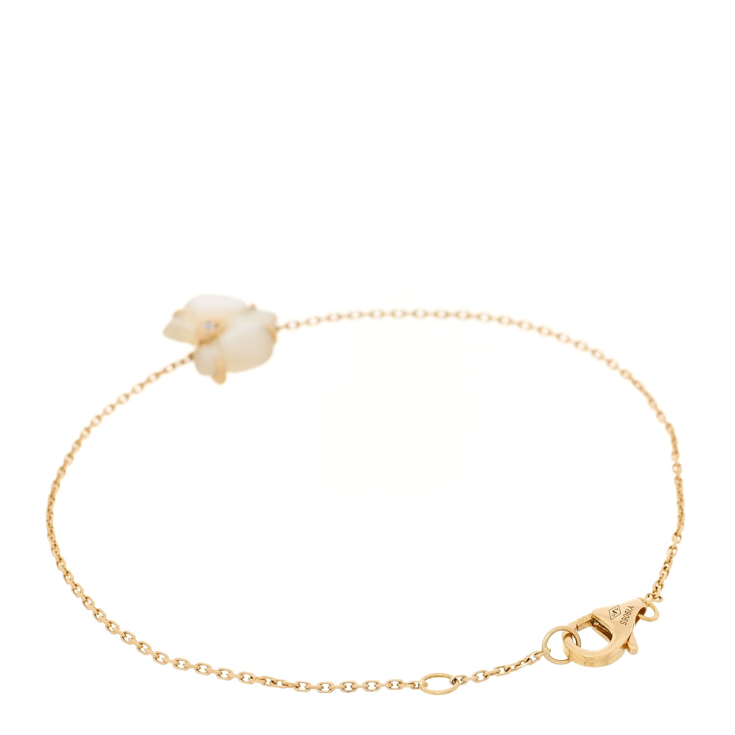 Cartier 18K Yellow Gold Diamond White Mother of Pearl Caresse D'Orchidees Par Cartier Bracelet 2 of 4