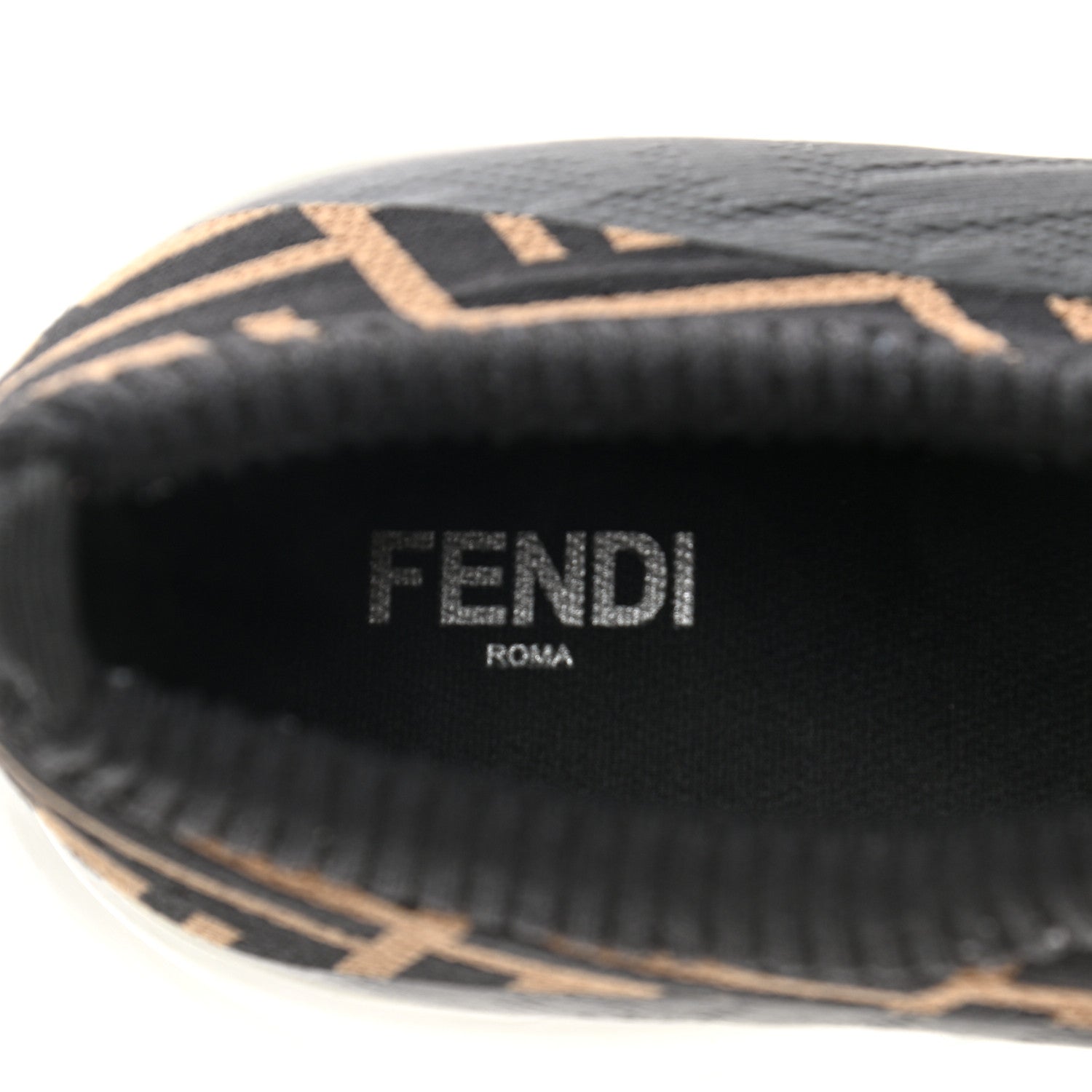 Fendi Jersey FF Mens Low Top Sock Sneakers 9 Black Tobacco 7 of 9