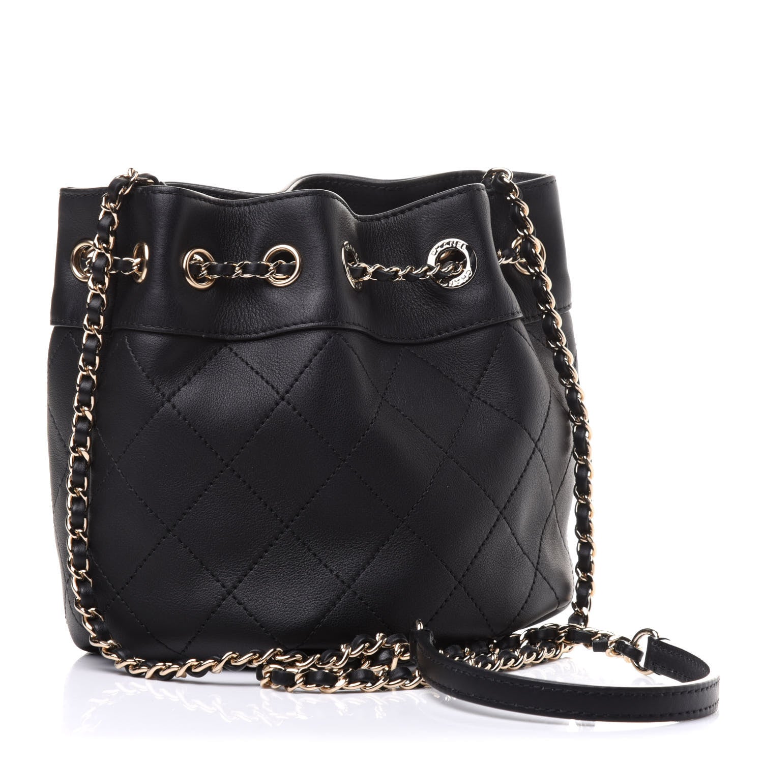 Chanel Calfskin Mini Drawstring CC Bag Black 3 of 12