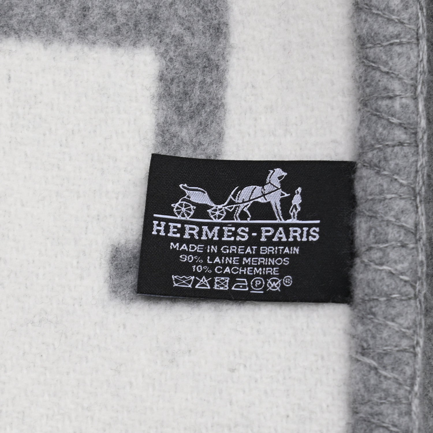 Hermes Wool Cashmere Avalon III Blanket Ecru Gris Clair 3 of 3