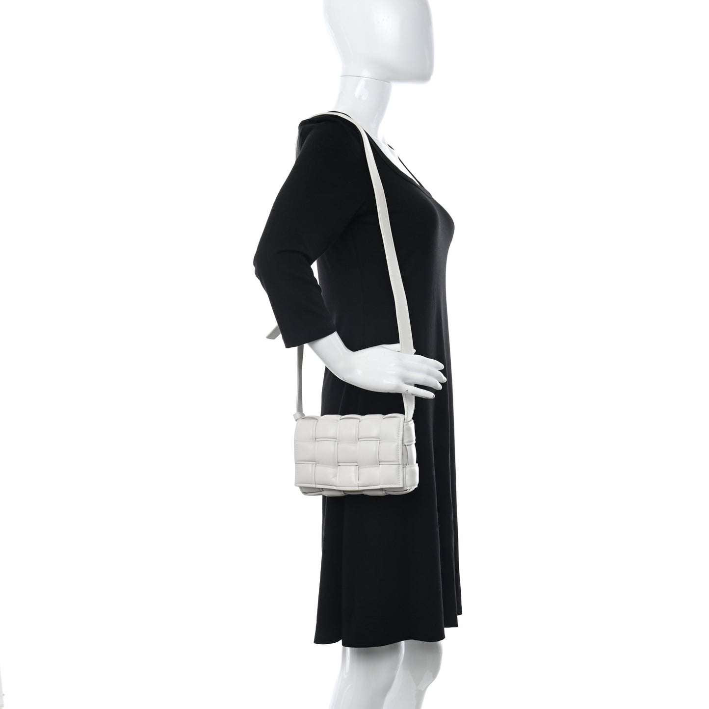 Nappa Maxi Intreccio Small Padded Cassette Crossbody Bag White