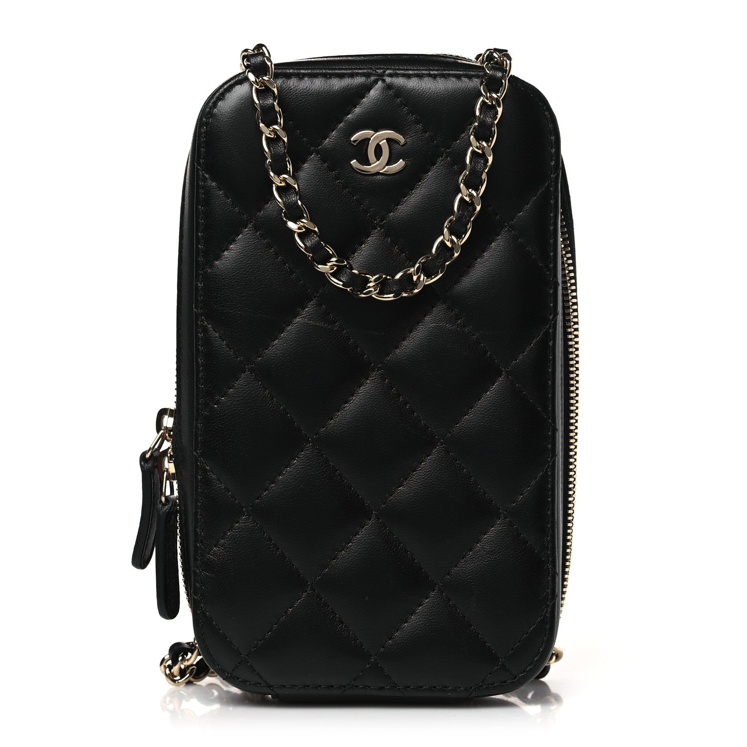 Chanel Lambskin Quilted Zip Phone Case Black 1 of 8