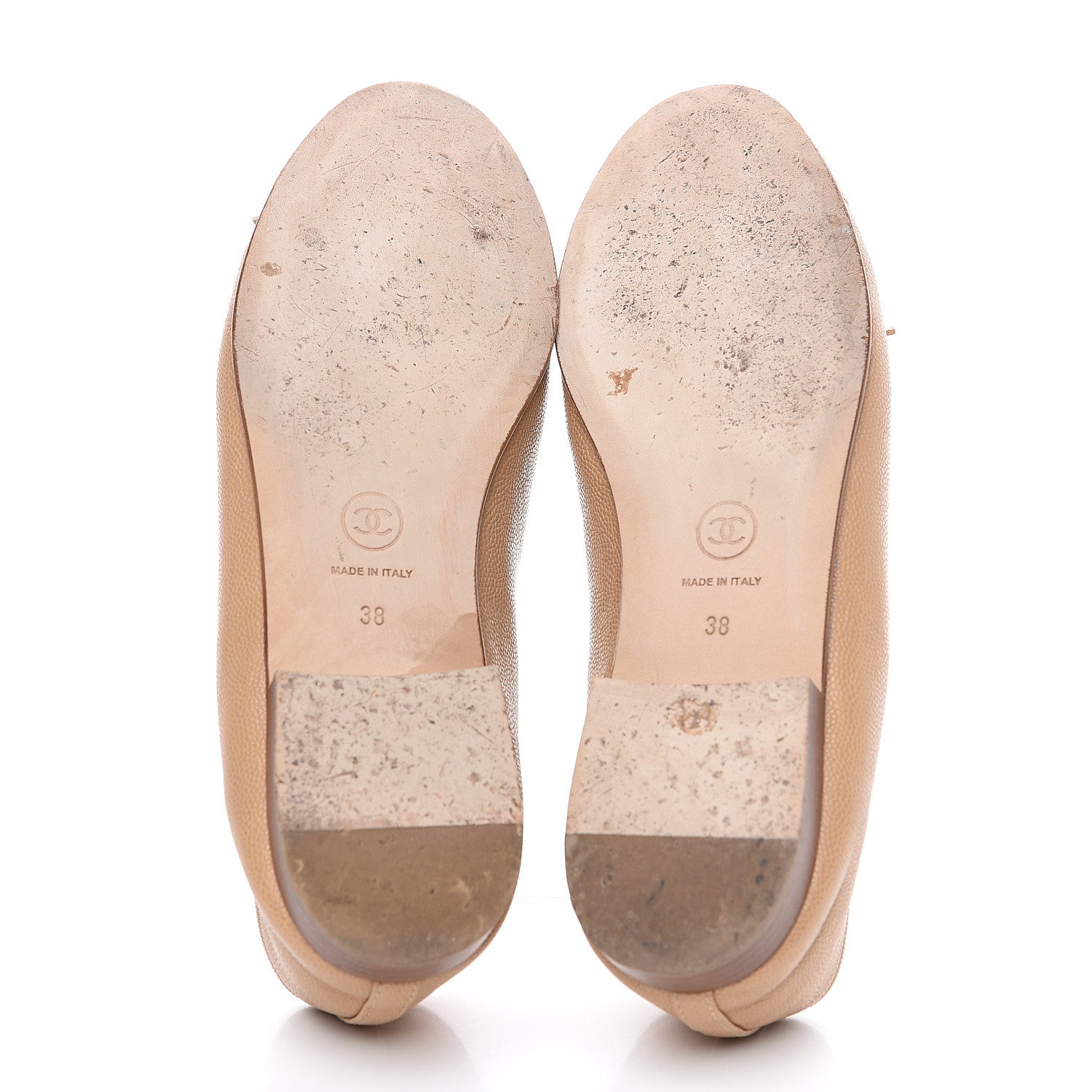 Chanel Caviar CC Cap Toe Ballerina Flats 38 Beige 5 of 9