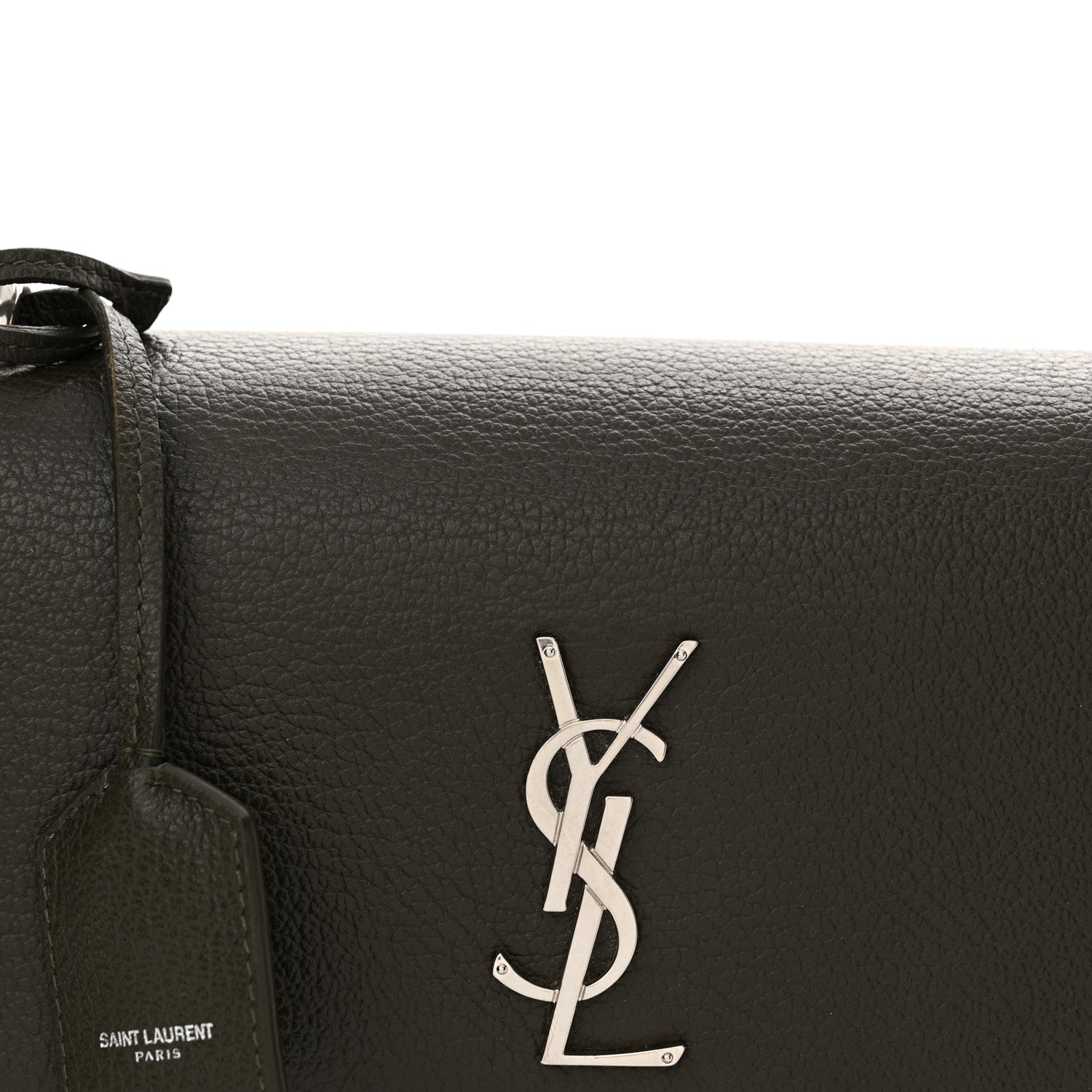 Saint Laurent Grained Calfskin Medium Monogram Sunset Satchel Dark Green 8 of 16