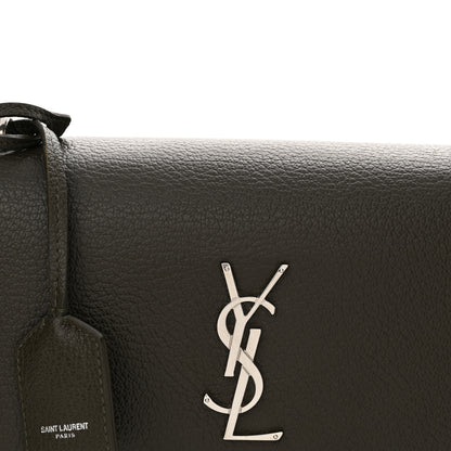 Saint Laurent Grained Calfskin Medium Monogram Sunset Satchel Dark Green 8 of 16