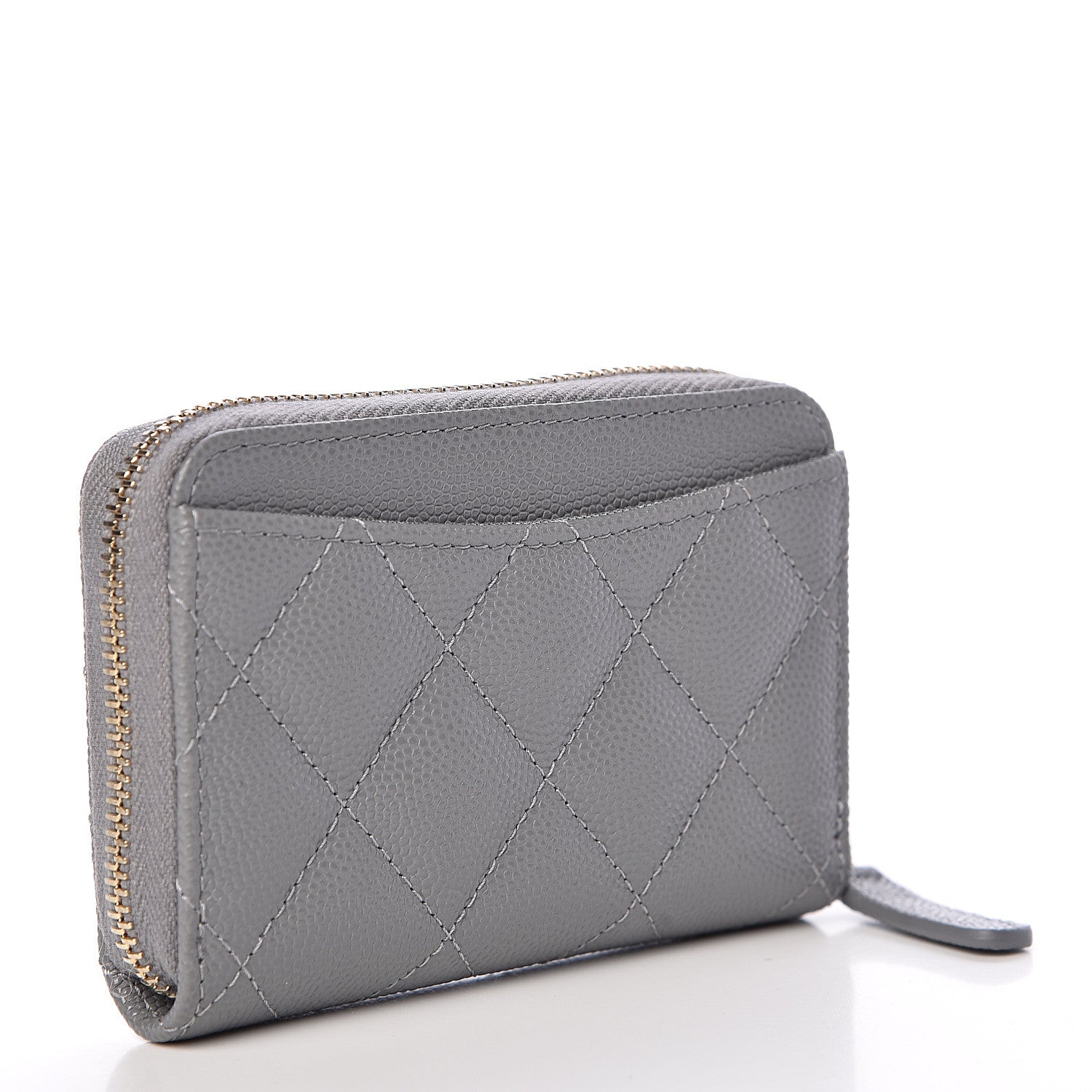 Chanel Caviar Quilted Zip Coin Purse Grey 3 of 8