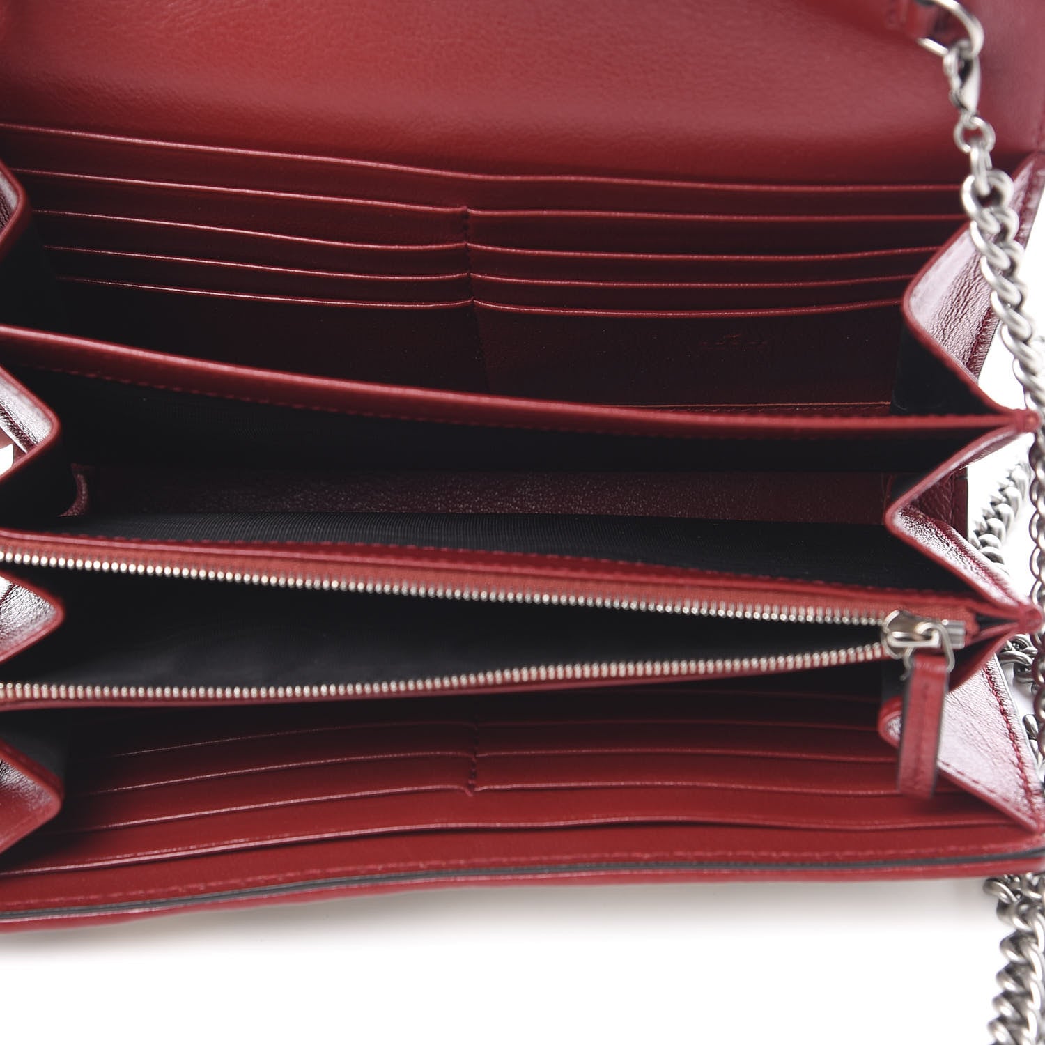 Gucci Tweed GG Monogram Mini Dionysus Chain Wallet White Black Romantic Cherry 5 of 11