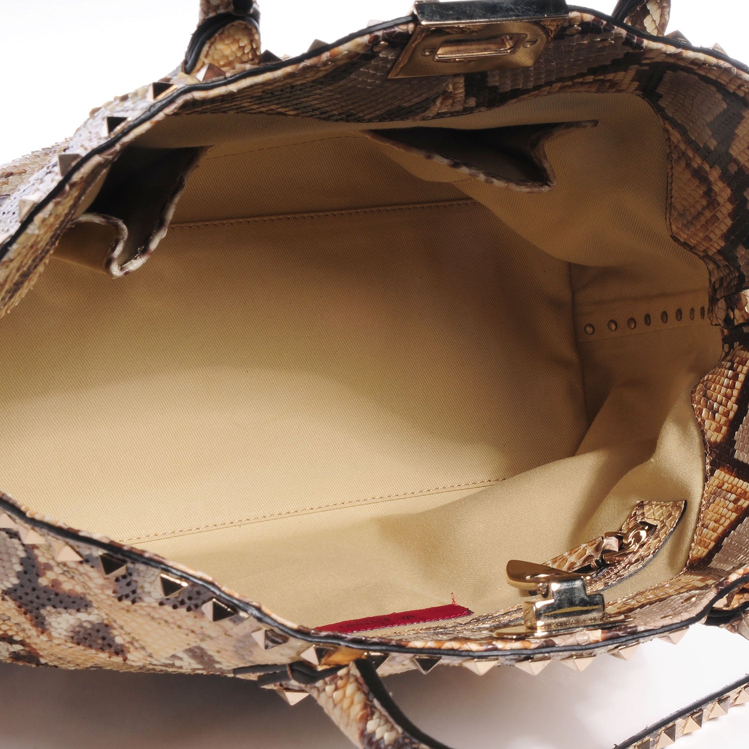 Valentino Garavani Python Rockstud Dome Satchel Ivory 5 of 9