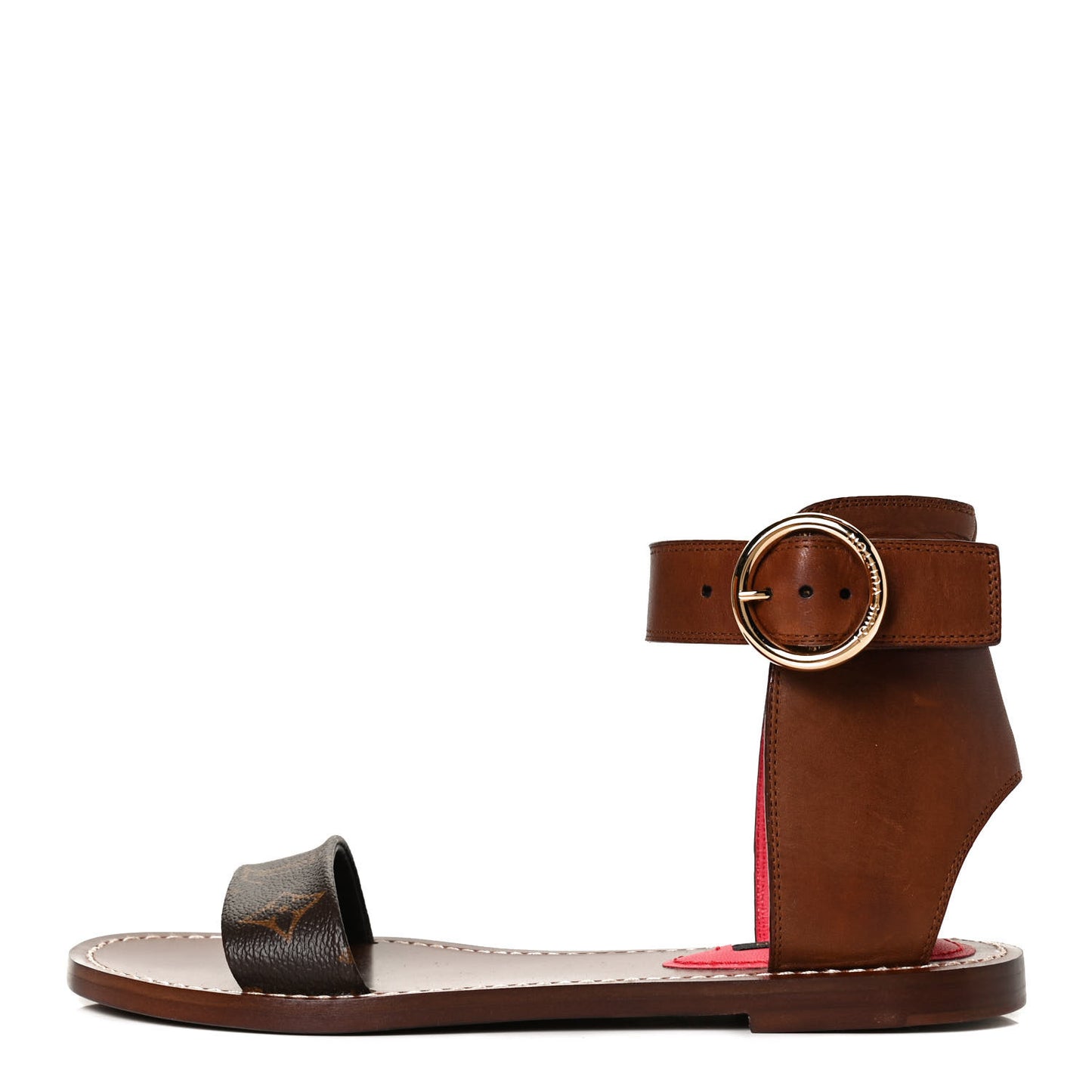 Calfskin Monogram Ocean Drive Flat Sandals 37.5 Cognac
