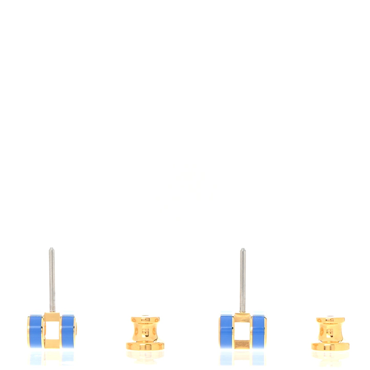 Rose Gold Lacquered Mini Pop H Earrings Bleu Sature