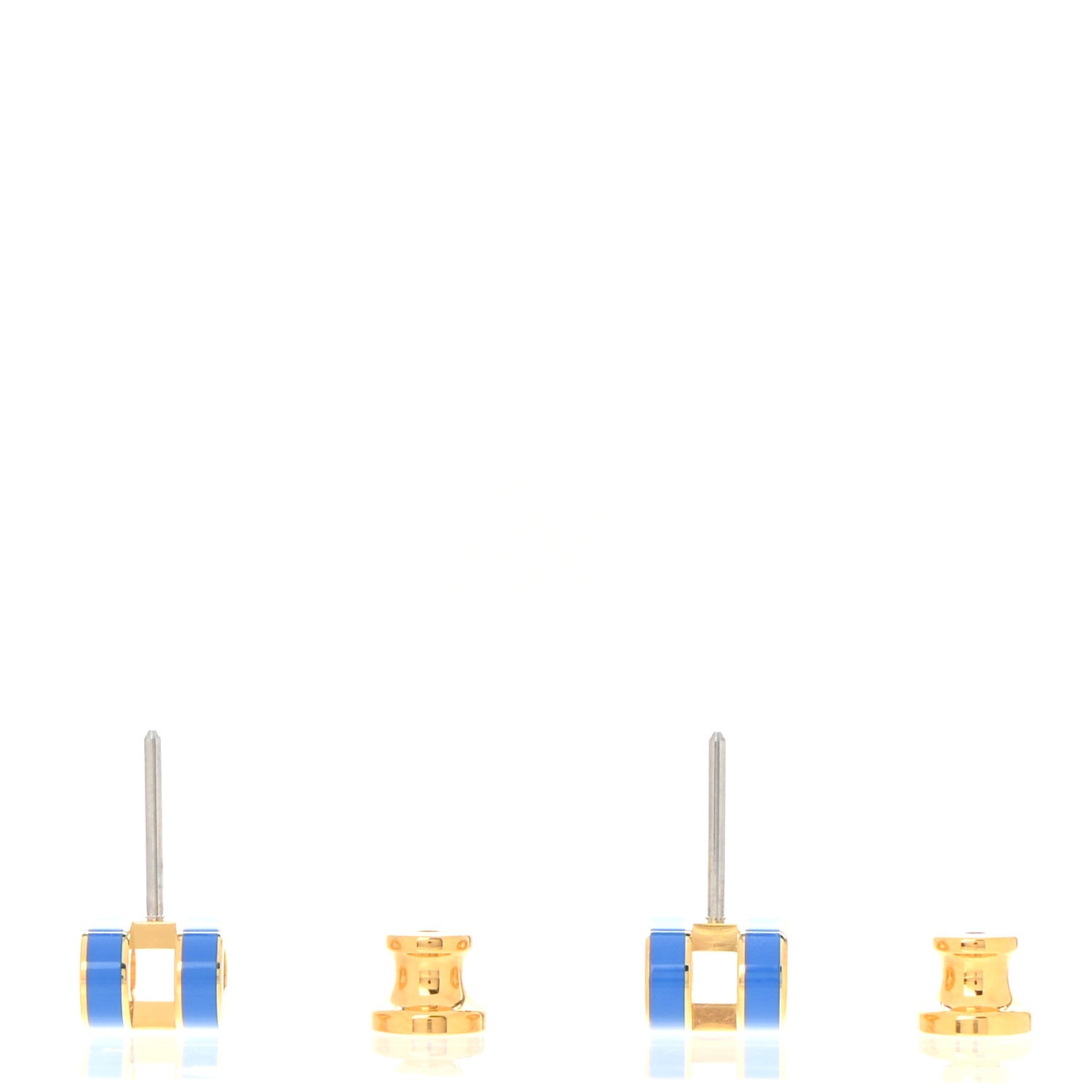 Hermes Rose Gold Lacquered Mini Pop H Earrings Bleu Sature 3 of 8