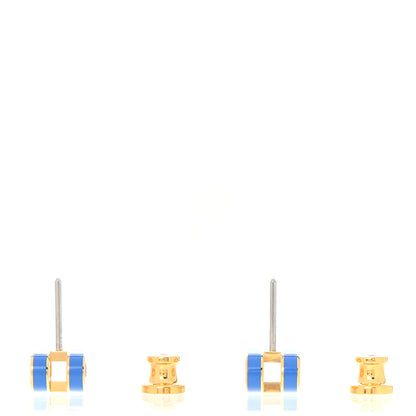 Hermes Rose Gold Lacquered Mini Pop H Earrings Bleu Sature 3 of 8