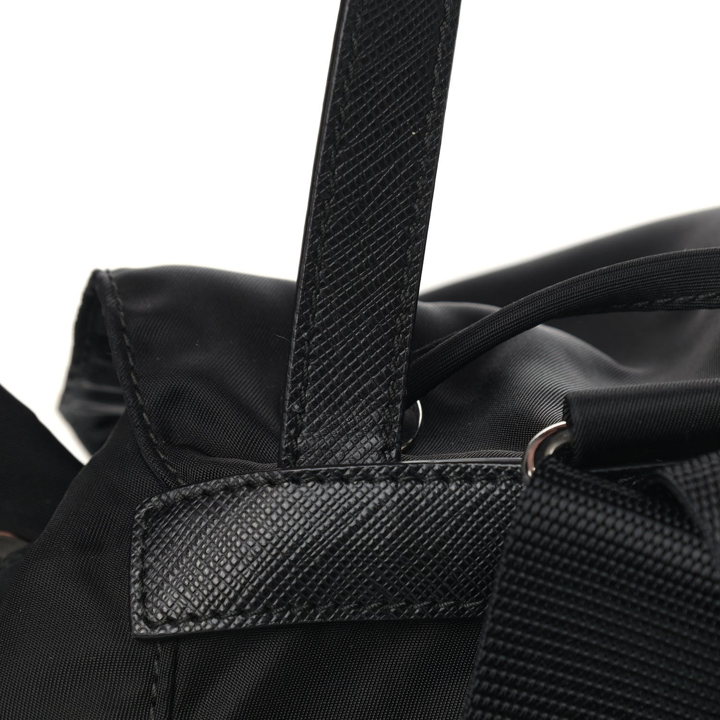 Nylon Vela Saffiano Medium Cinch Backpack Black