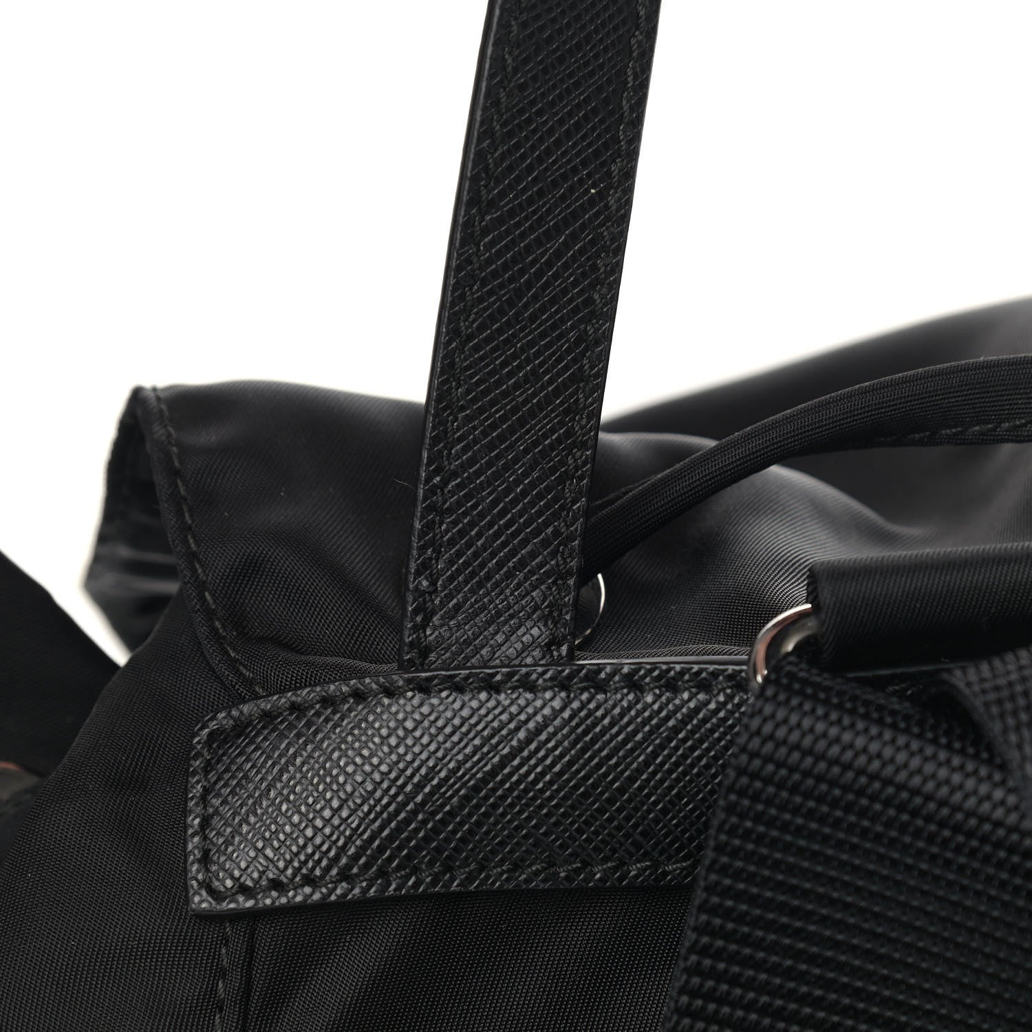 Prada Nylon Vela Saffiano Medium Cinch Backpack Black 11 of 11
