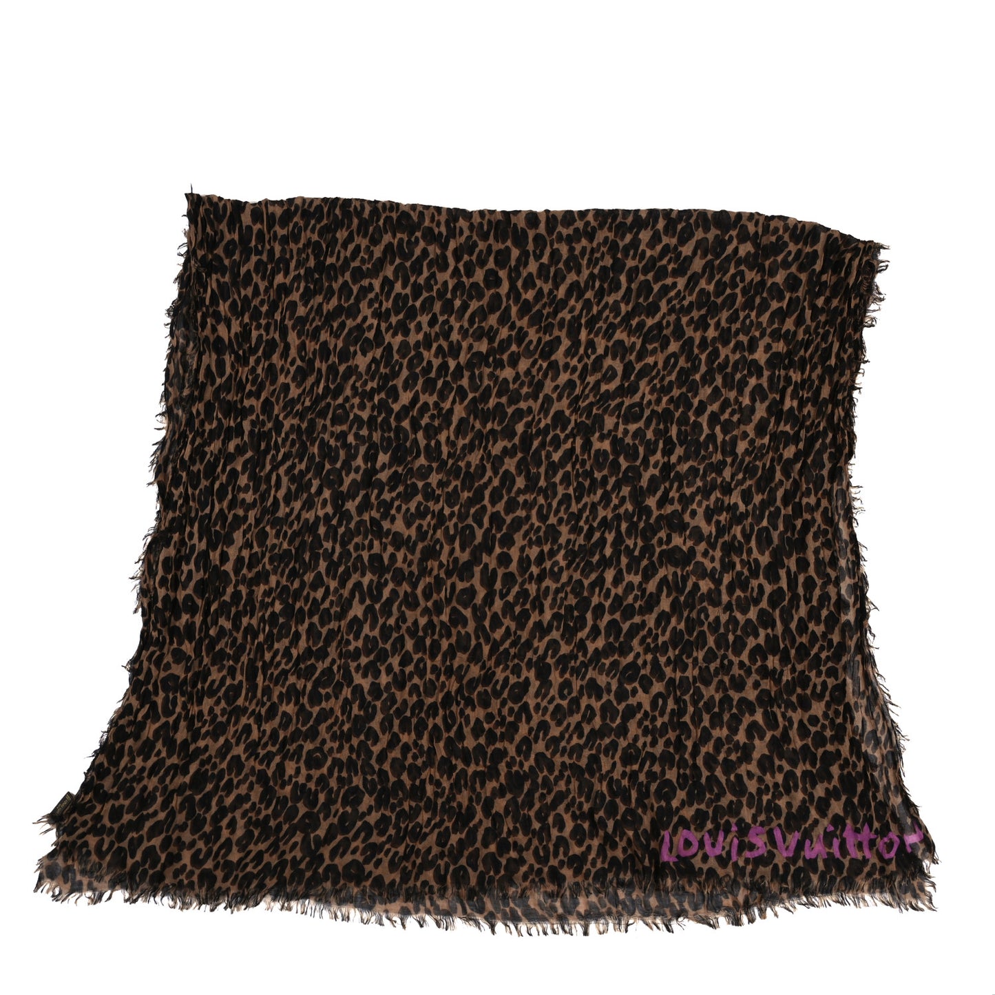 Cashmere Silk Leopard Etole Stole Marron