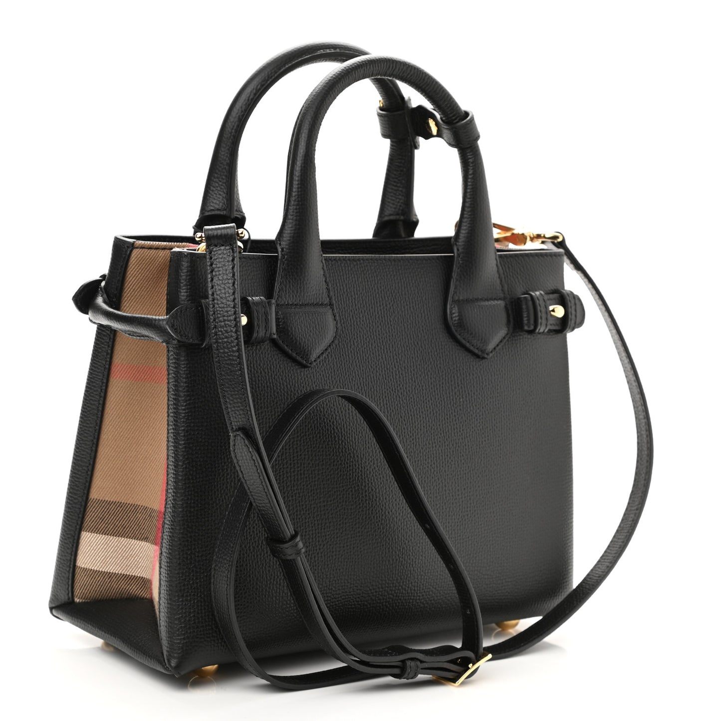 Derby Calfskin House Check Small Banner Tote Black