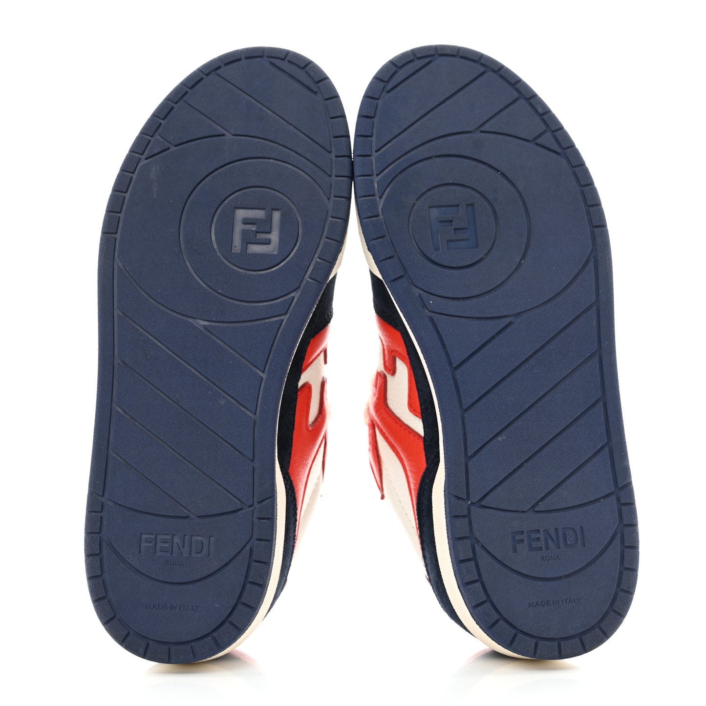 Calfskin Suede Fendi Match Low Top Sneakers 37 Red Blue