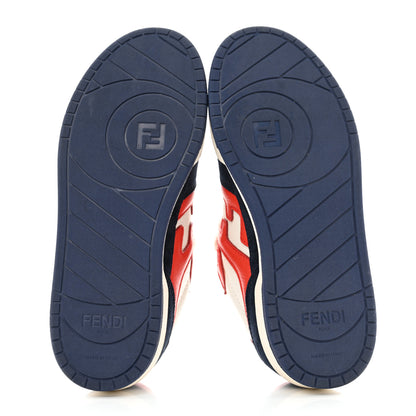 Fendi Calfskin Suede Fendi Match Low Top Sneakers 37 Red Blue 5 of 9