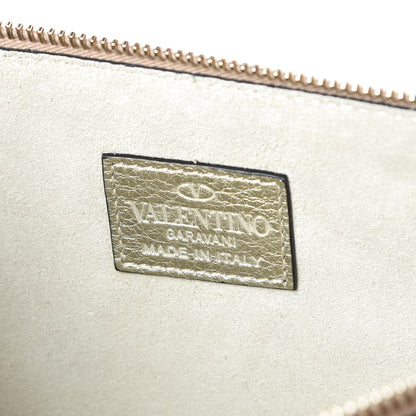 Valentino Garavani Grained Calfskin Large Rockstud Zip Pouch Platino 6 of 8