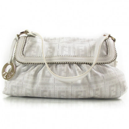 Fendi Calfskin Perforated Small Chef Shoulder Bag White 1 of 13
