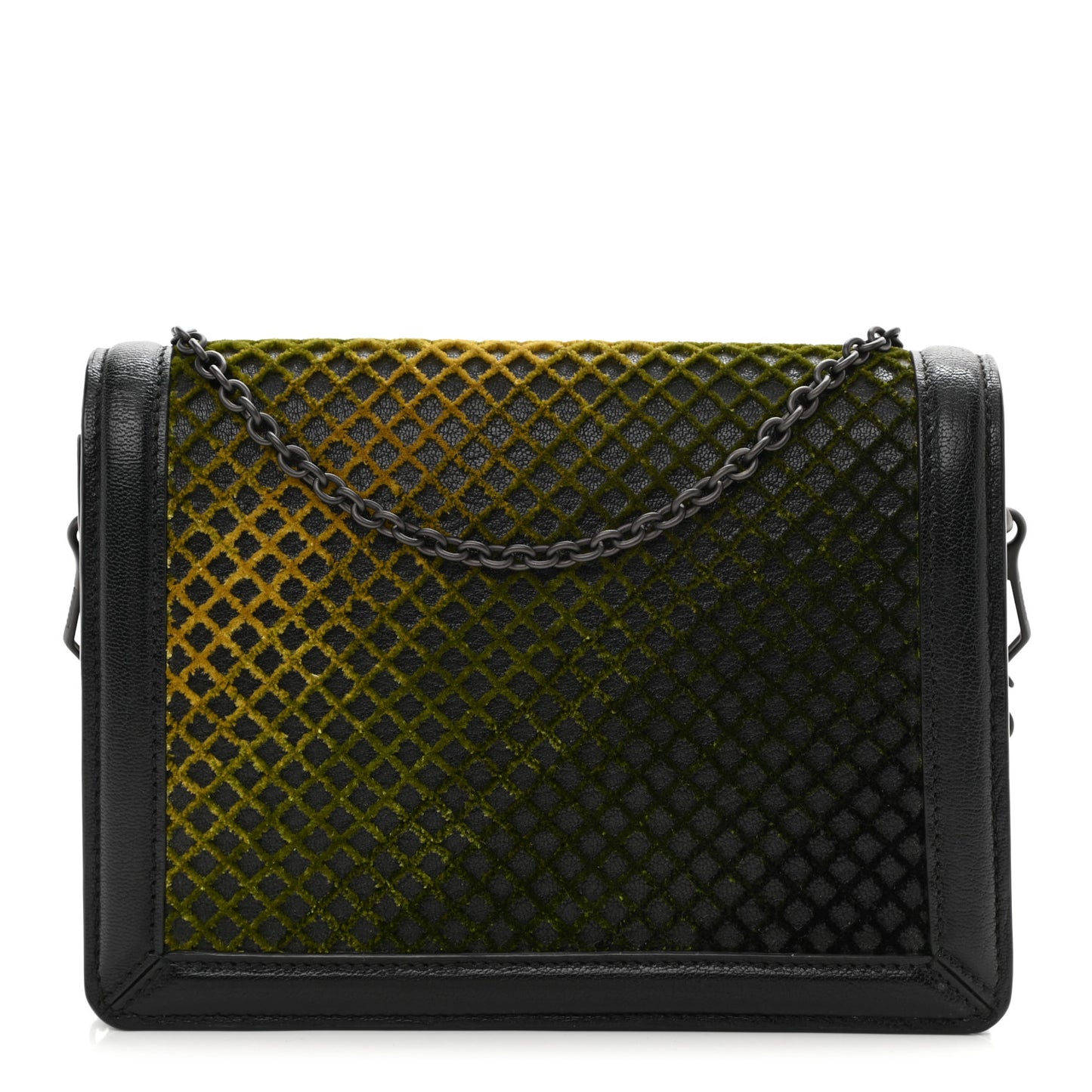 Goatskin Velvet Criss-Cross Ombre Montebello Chain Crossbody Black Multicolor