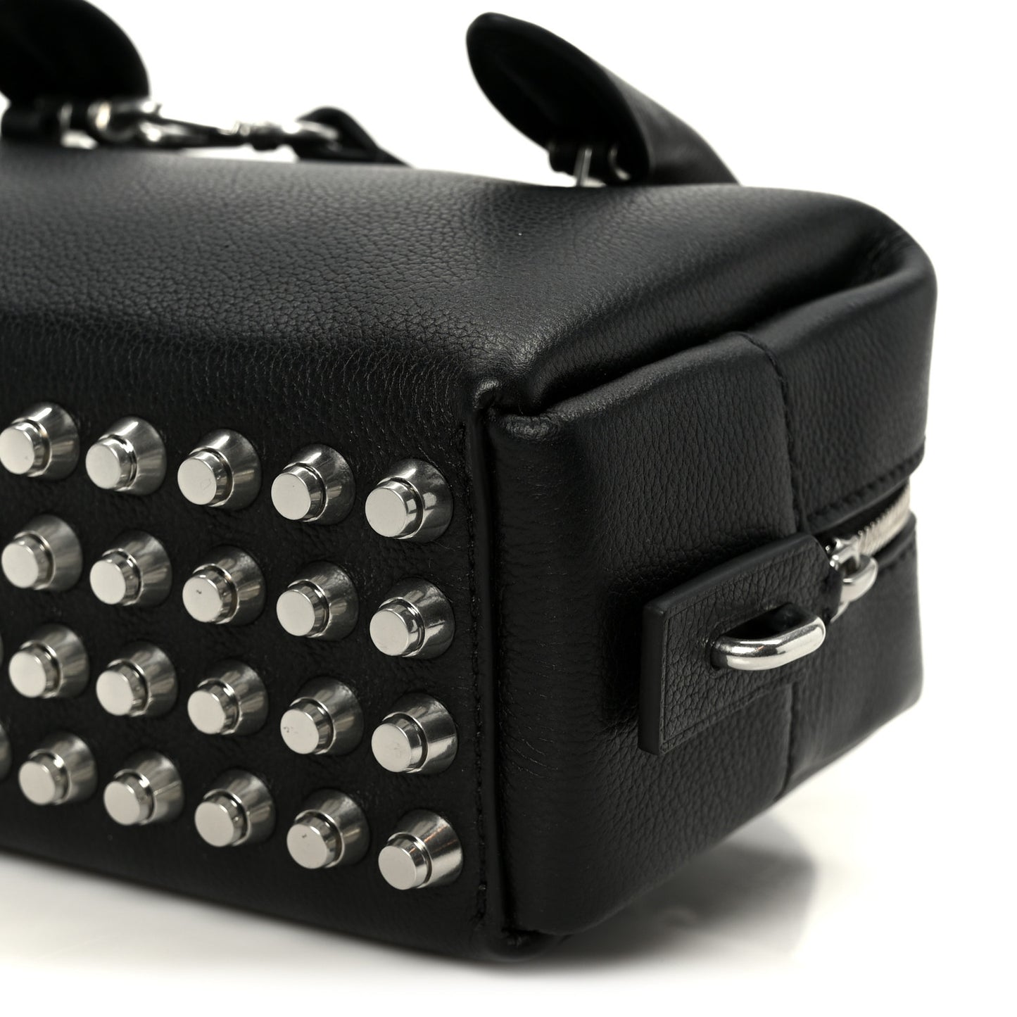 Calfskin Small Roux Top Handle Bag Black