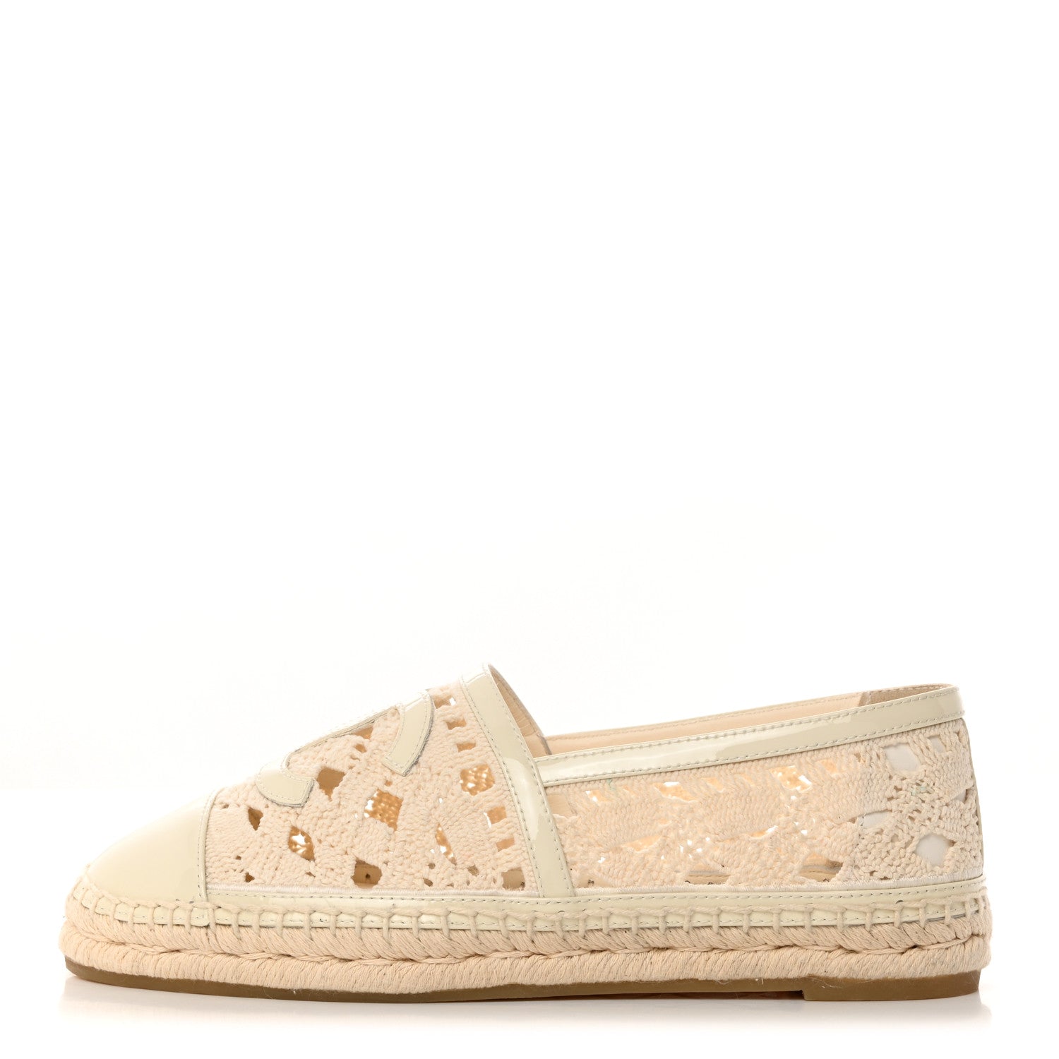 Chanel Macrame Patent CC Espadrilles 37 Beige Ivory 1 of 8
