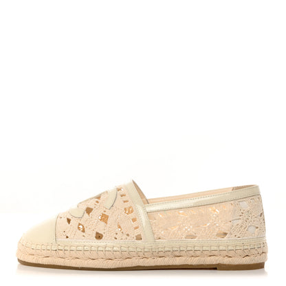 Chanel Macrame Patent CC Espadrilles 37 Beige Ivory 1 of 8