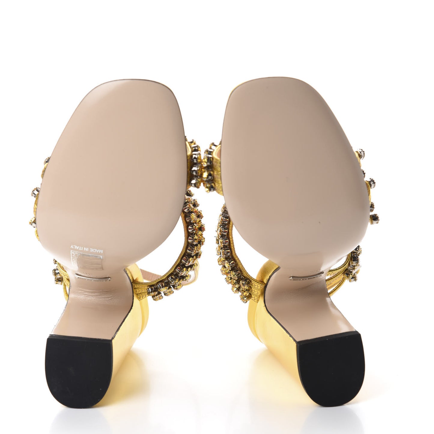 Nappa Silk Crystal Bertie High Heel Sandals 36 Gold