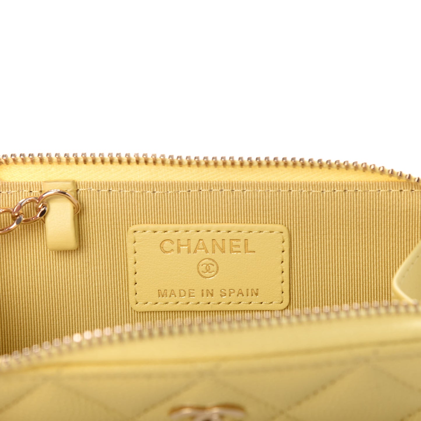 Caviar Quilted Zipped Key Holder Case Yellow