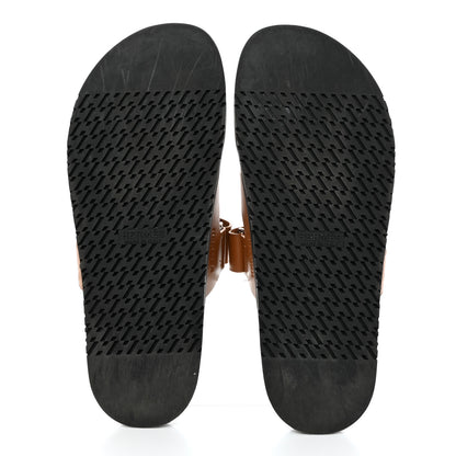 Hermes Calfskin Mens Chypre Sandals 45.5 Gold 5 of 9
