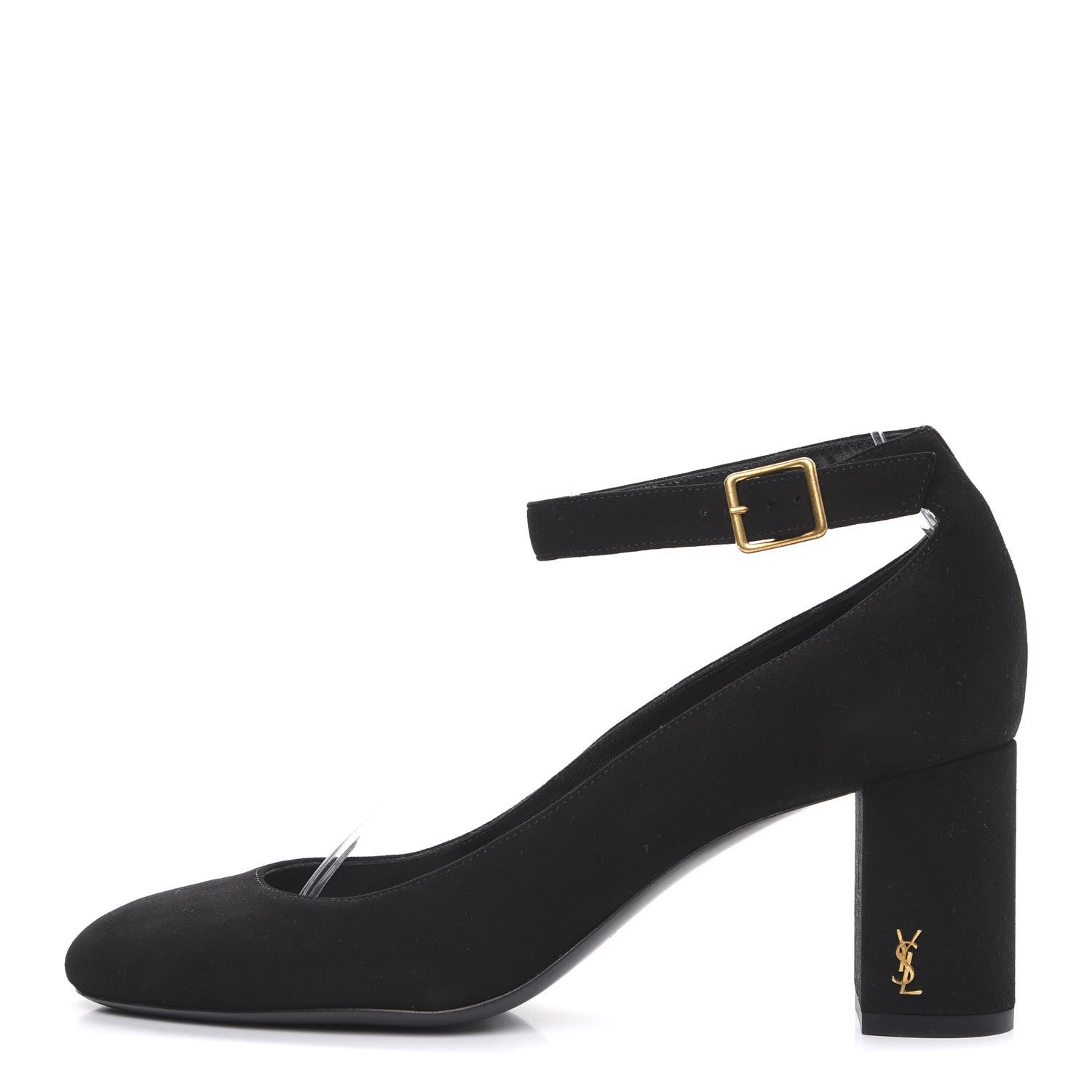 Saint Laurent Suede Loulou 70 Ankle Strap Pumps 37 Black 1 of 8