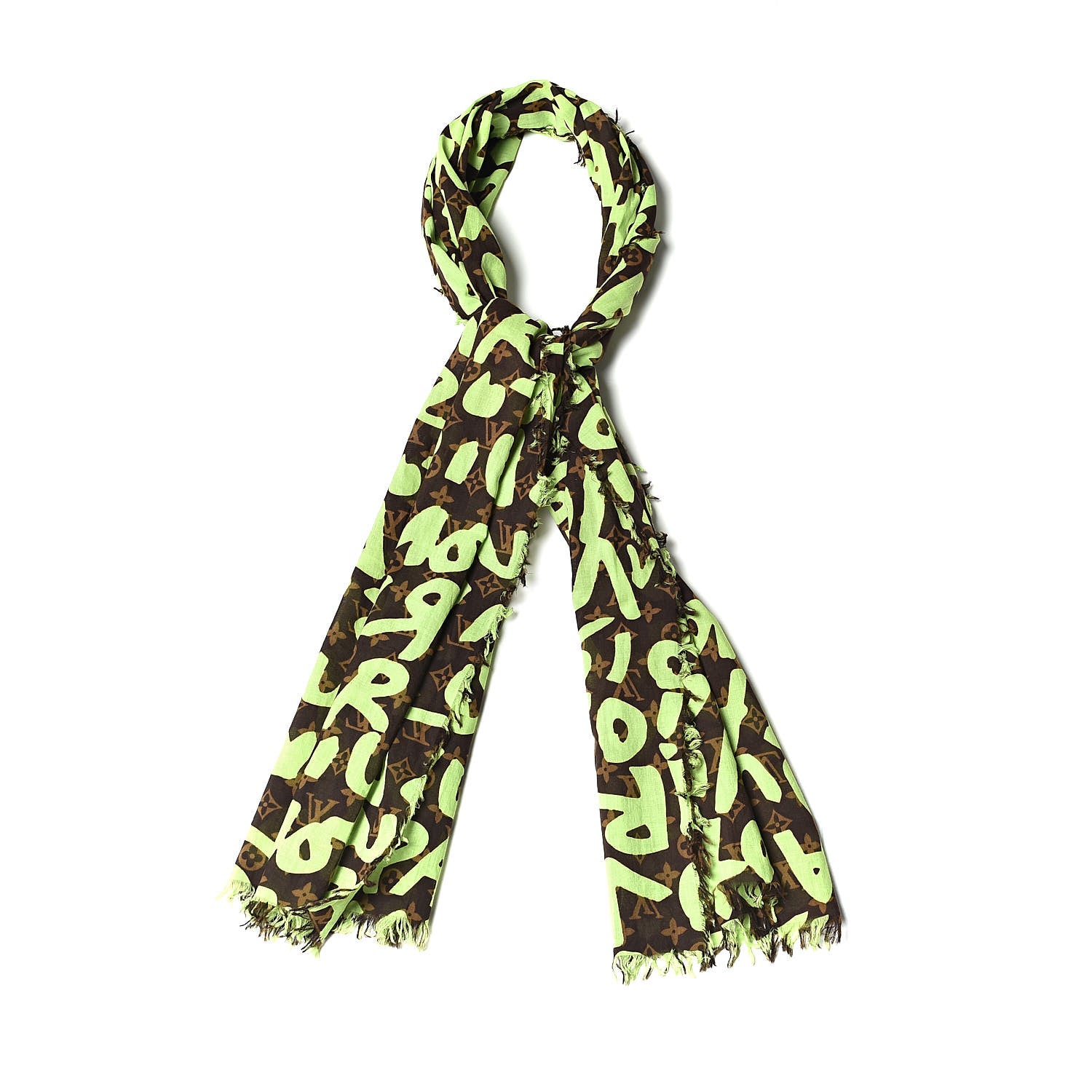 Louis Vuitton Cotton Graffiti Pareo Green 1 of 4