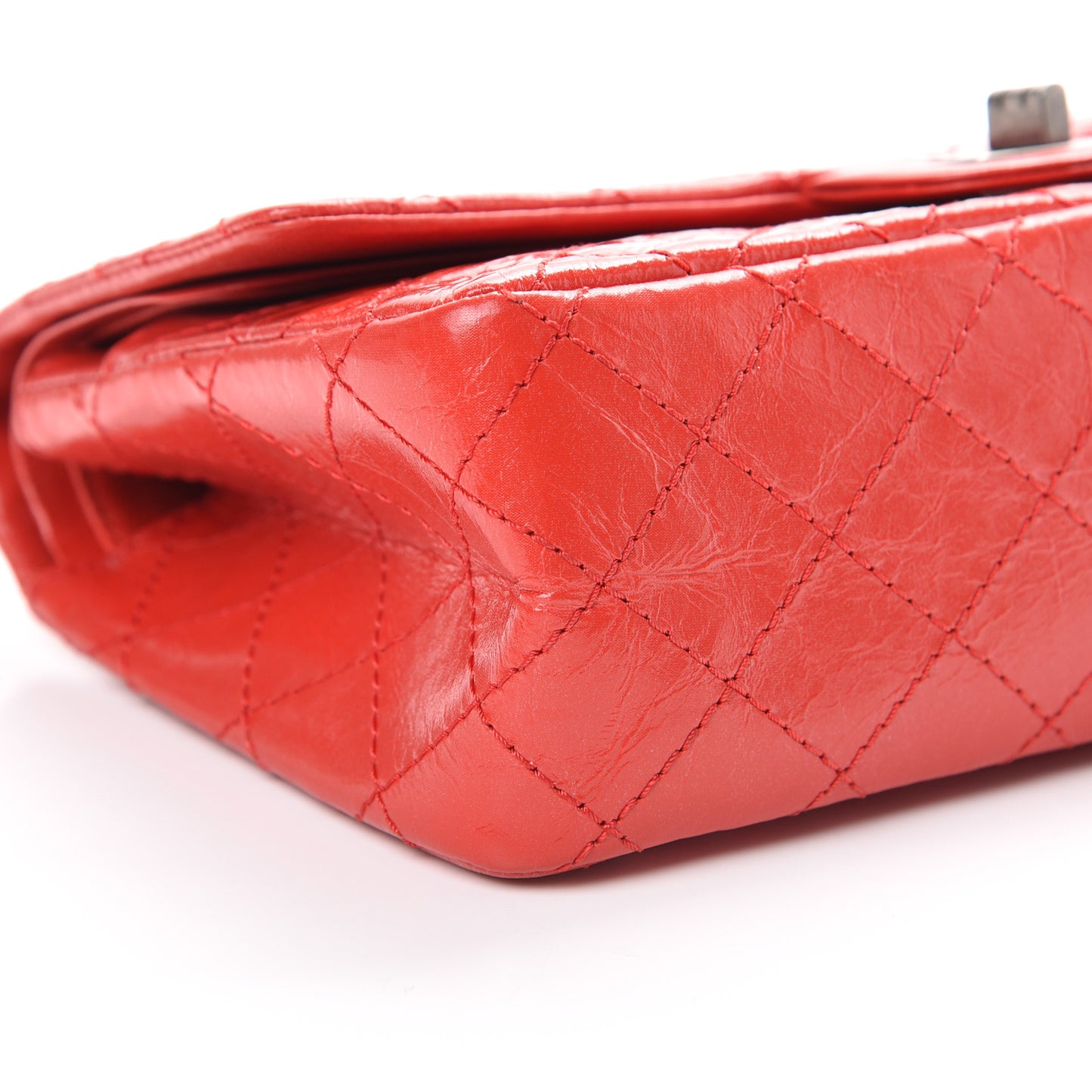 Patent Distressed Calfskin Quilted 2.55 Reissue 225 Flap Red
