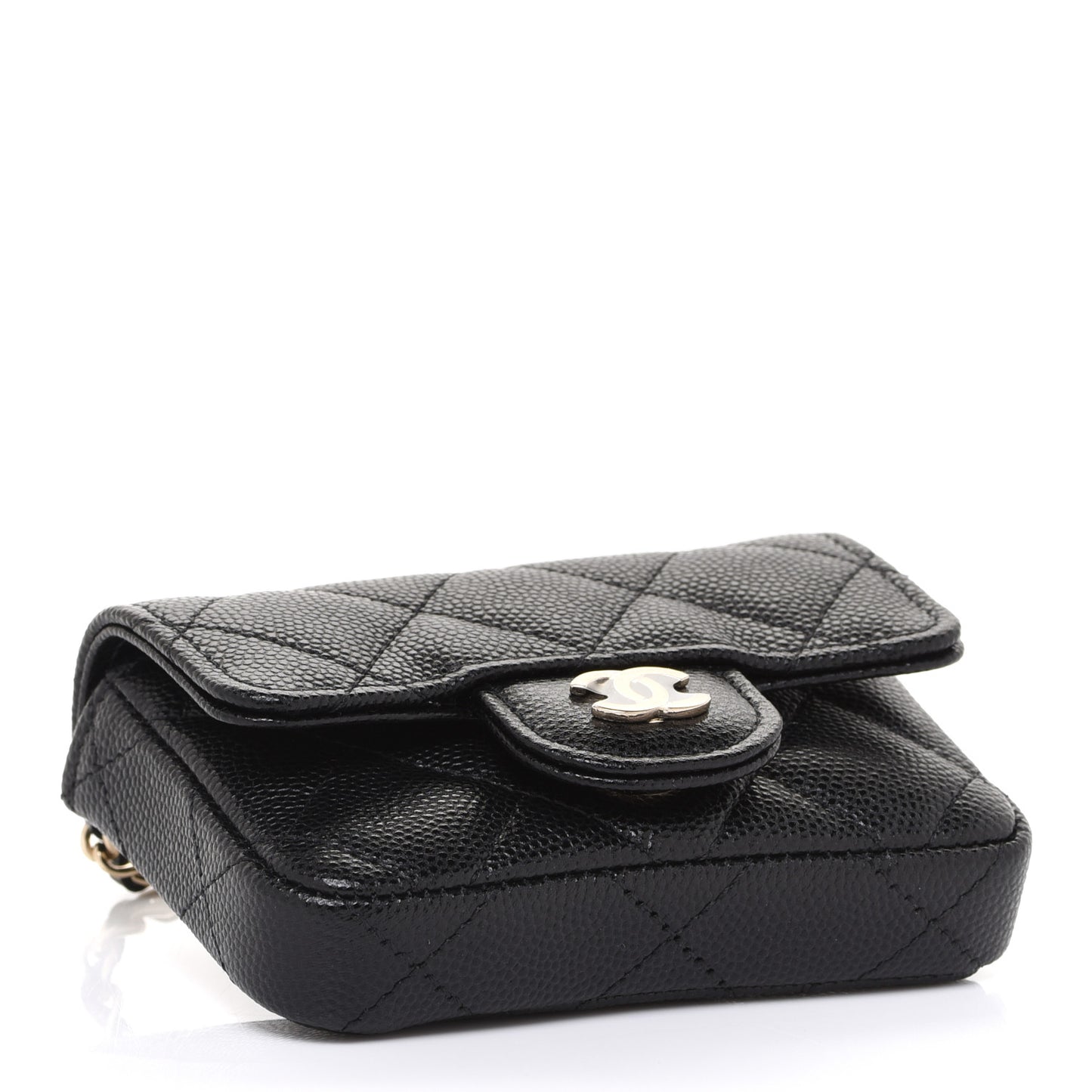 Caviar Quilted Mini Chain Belt Bag Black