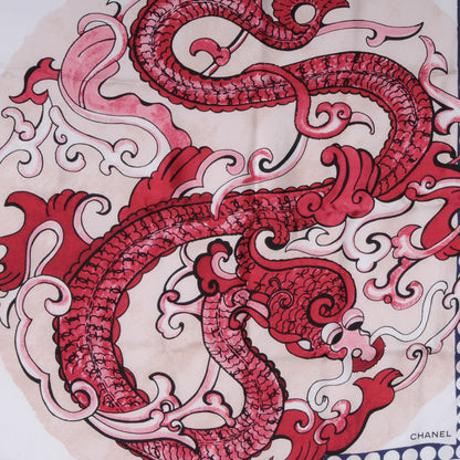 Chanel Silk Dragon CC Scarf White 1 of 5