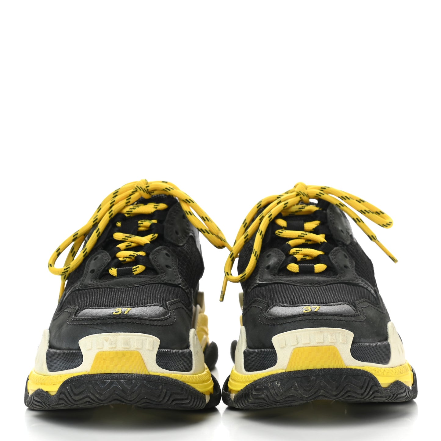 Fabric Mesh Womens Triple S Sneakers 37 Black Yellow