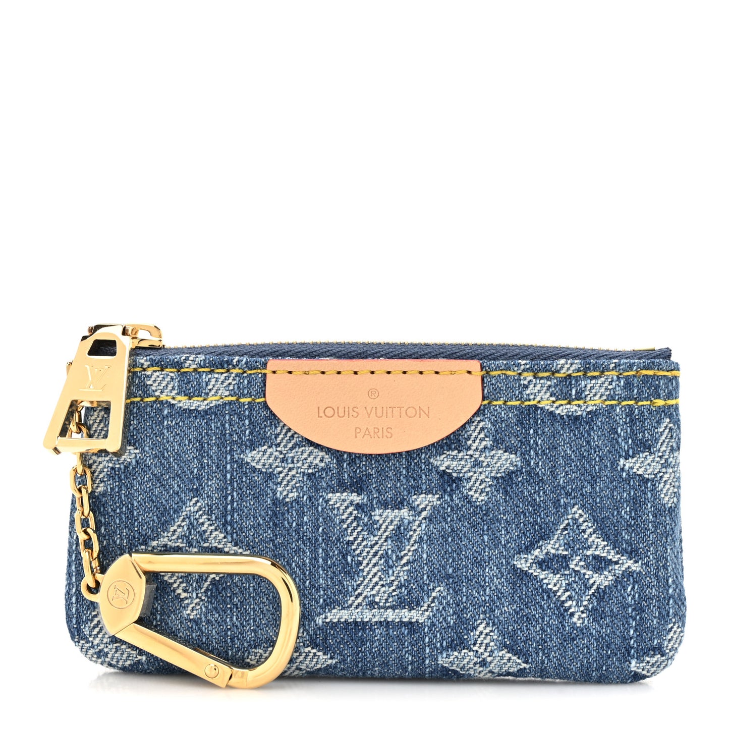 Monogram Denim Key Pouch Denim Blue