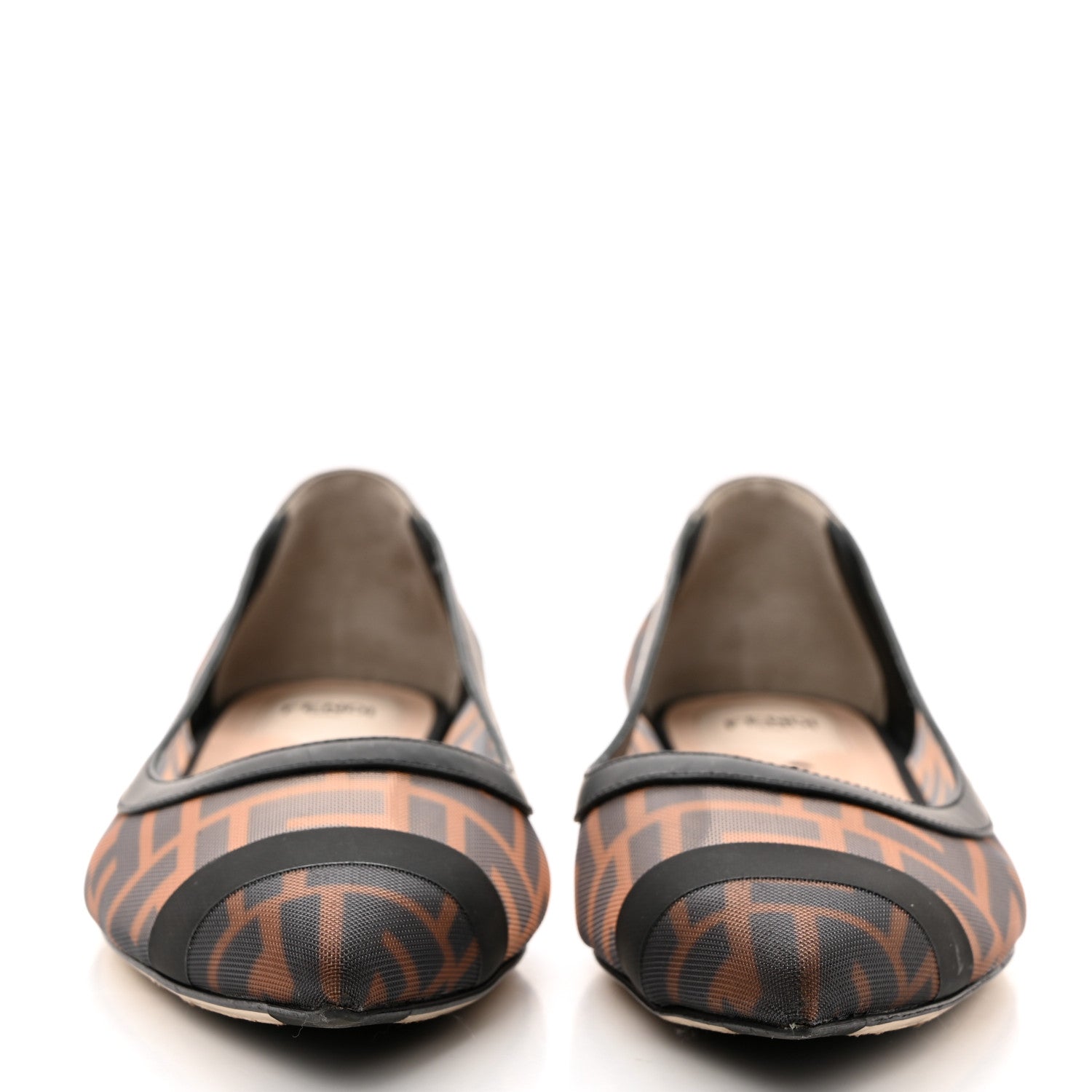 Fendi Mesh FF Skimmer Ballerina Flats 40 Tobacco Moro Black 2 of 8