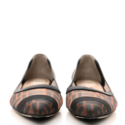 Fendi Mesh FF Skimmer Ballerina Flats 40 Tobacco Moro Black 2 of 8