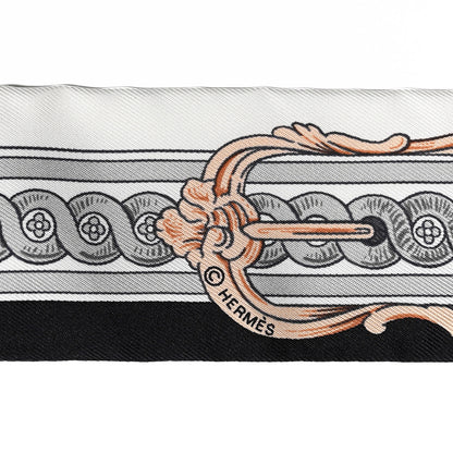 Hermes Silk Bride De Cour Twilly Black White Or Rose 3 of 3