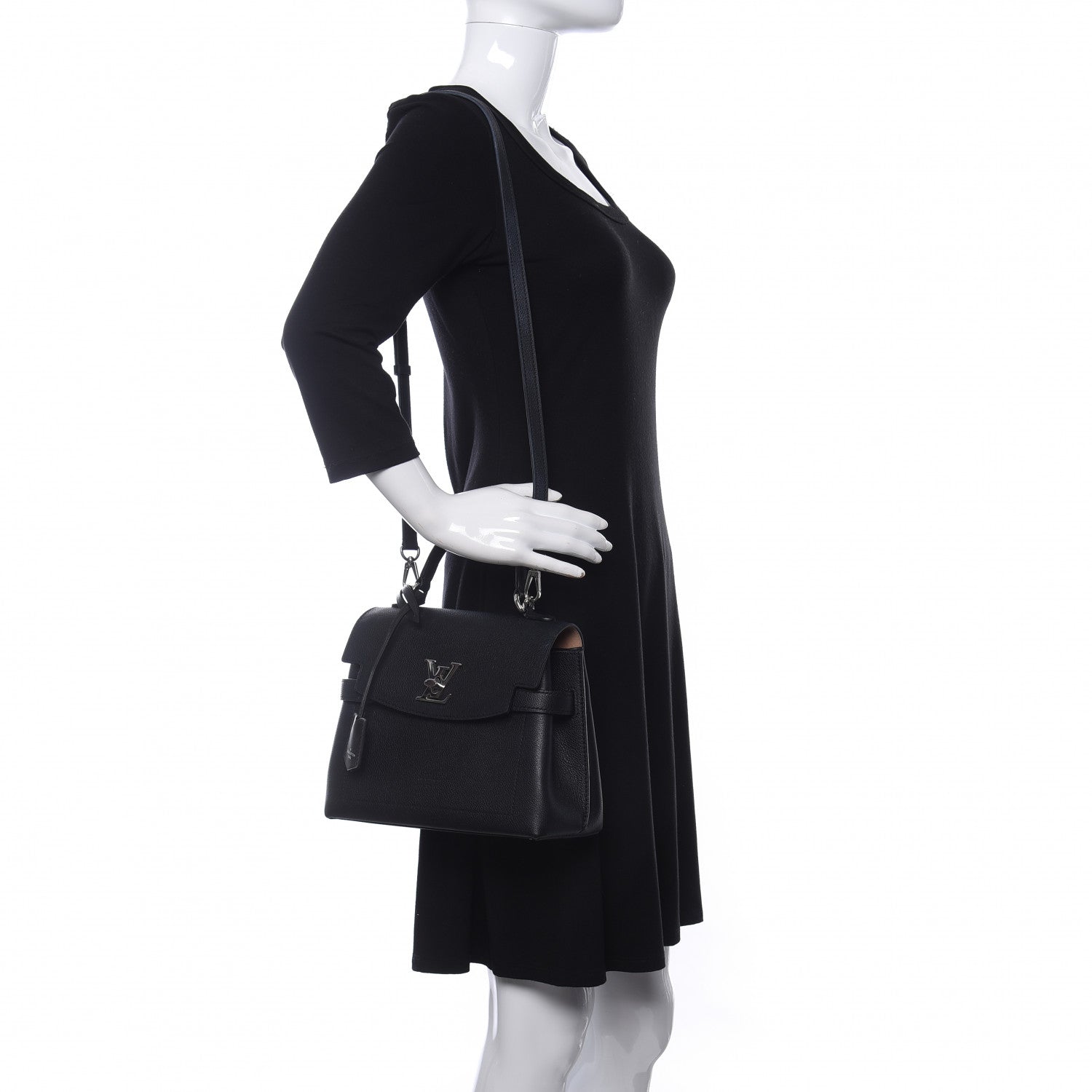 Louis Vuitton Calfskin Lockme Ever BB Black 2 of 15