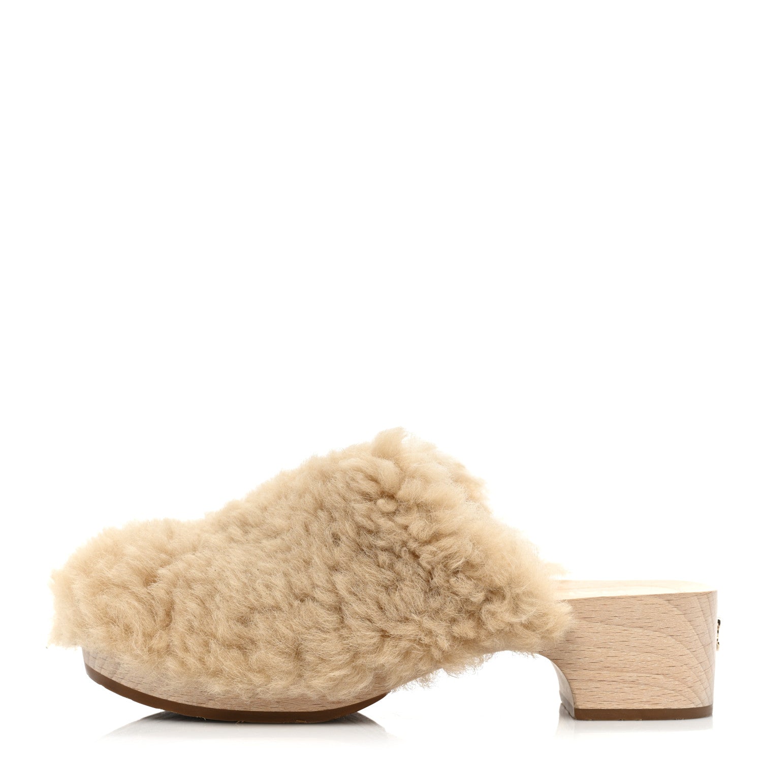 Chanel Shearling Lambskin Clogs 40 Beige 1 of 11