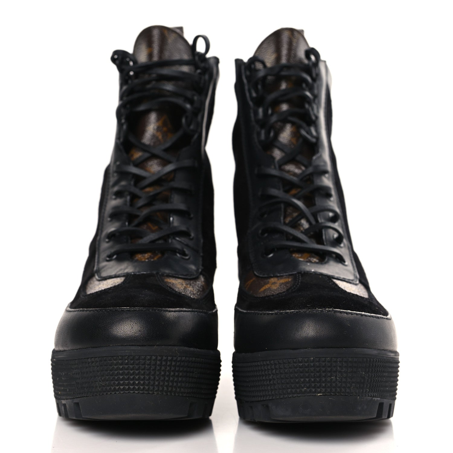 Louis Vuitton Suede Calfskin Monogram Laureate Platform Desert Boots 42 Black 2 of 8
