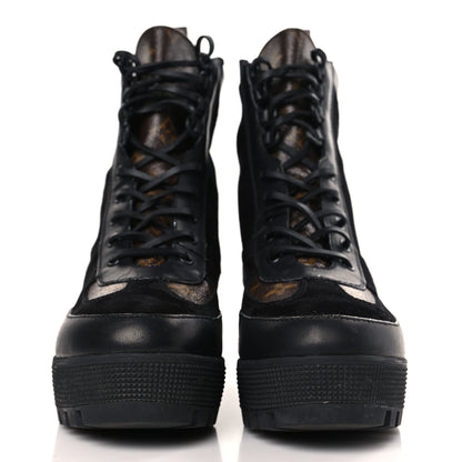 Louis Vuitton Suede Calfskin Monogram Laureate Platform Desert Boots 42 Black 2 of 8